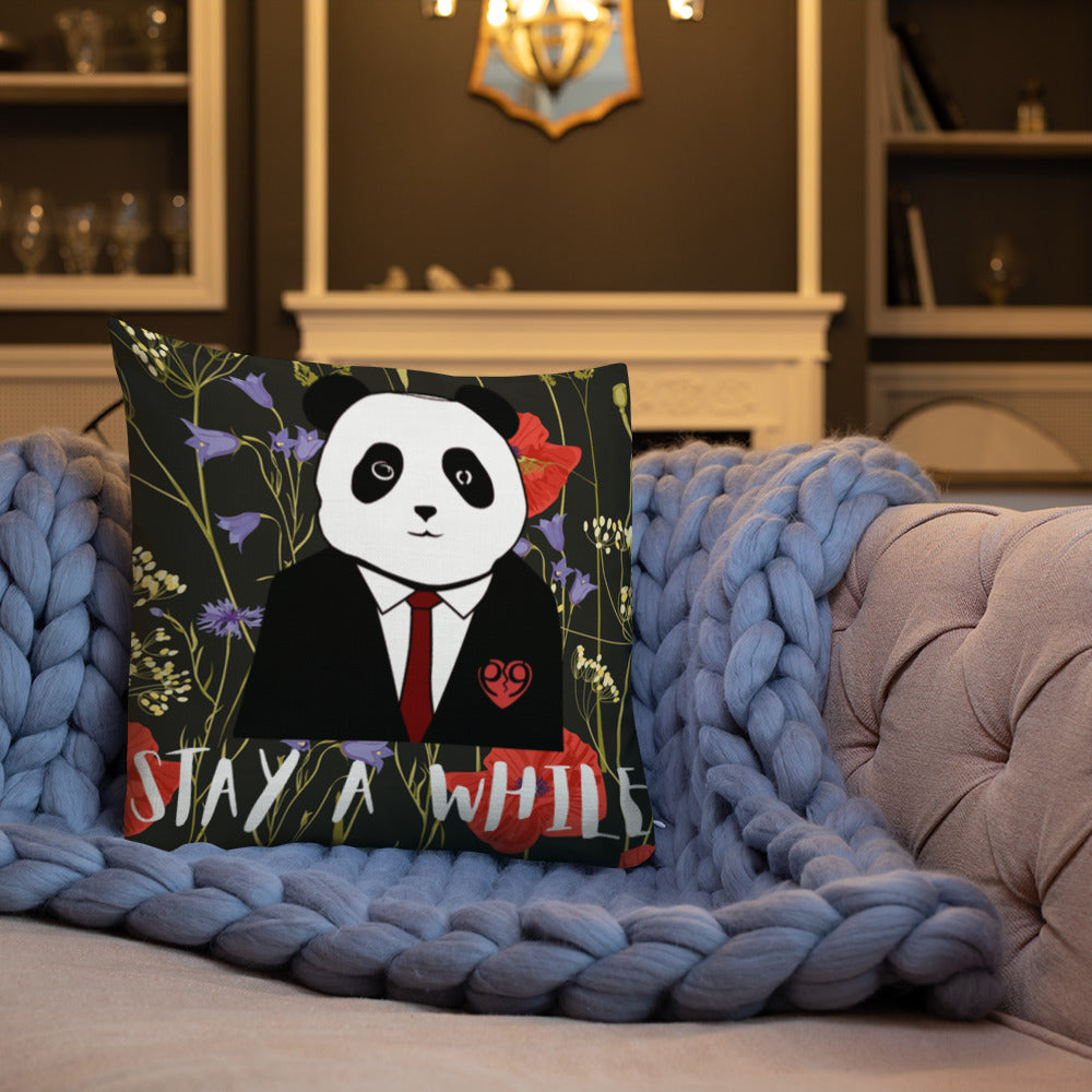 Happy Panda Stay A While Pillow